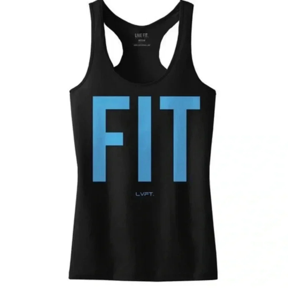 LVFT Black and Blue Tank Top with logo on it. size Small